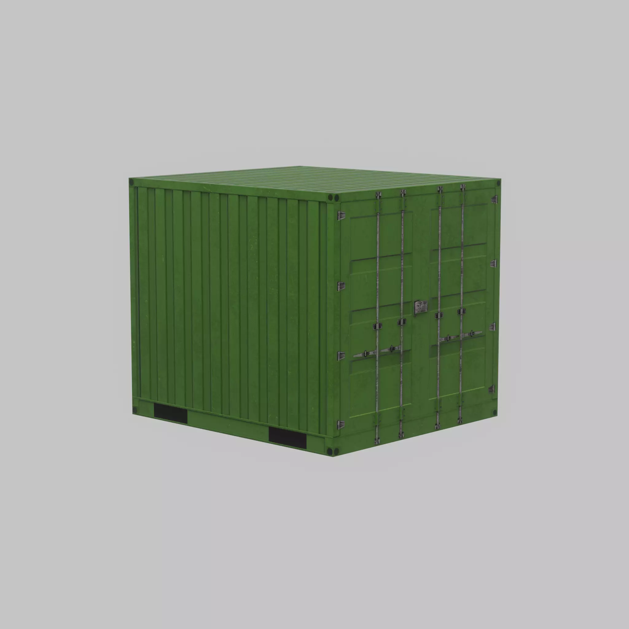 Transport-Container Yellow-Green 6ft Low-poly 3D model_43