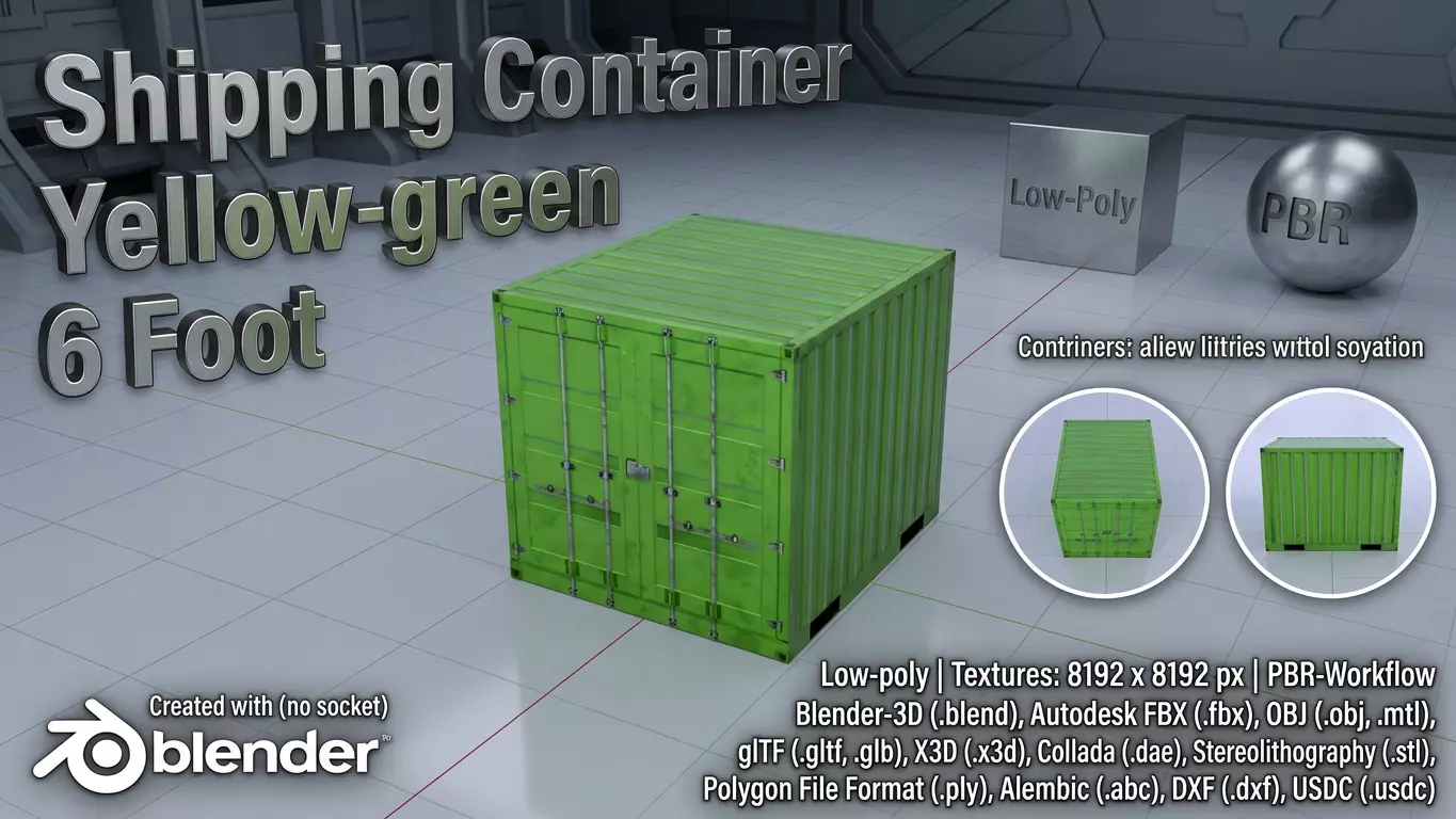 Transport-Container Yellow-Green 6ft Low-poly 3D model