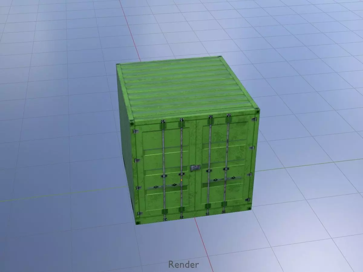 Transport-Container Yellow-Green 6ft Low-poly 3D model_19