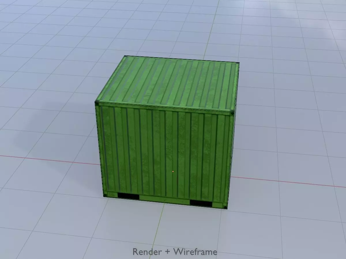 Transport-Container Yellow-Green 6ft Low-poly 3D model_6