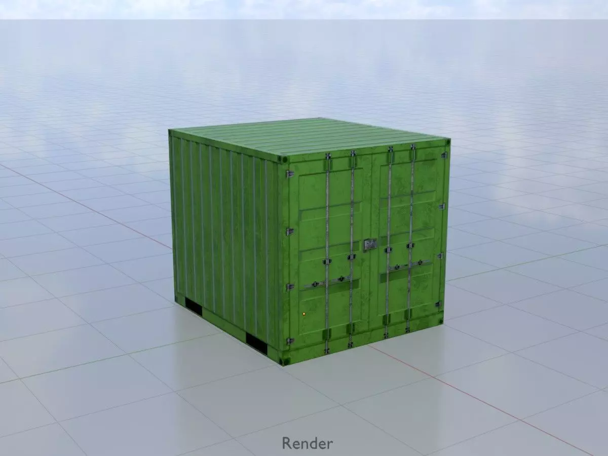 Transport-Container Yellow-Green 6ft Low-poly 3D model_14