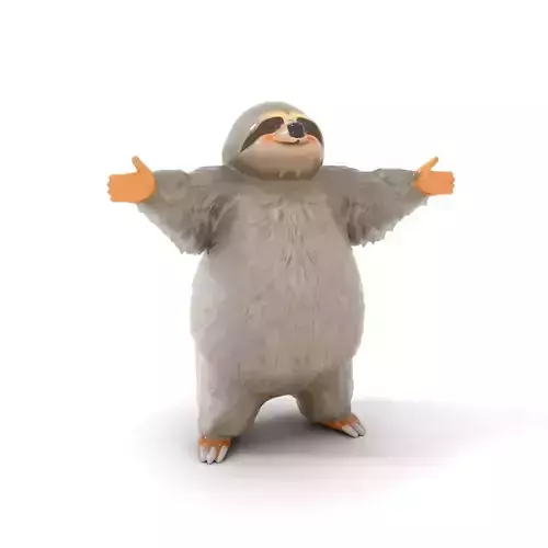 Animated Sloth Character model pack Low-poly 3D model