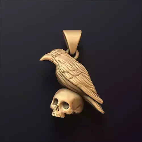 Halloween Crow Skull Pendant 3D print model