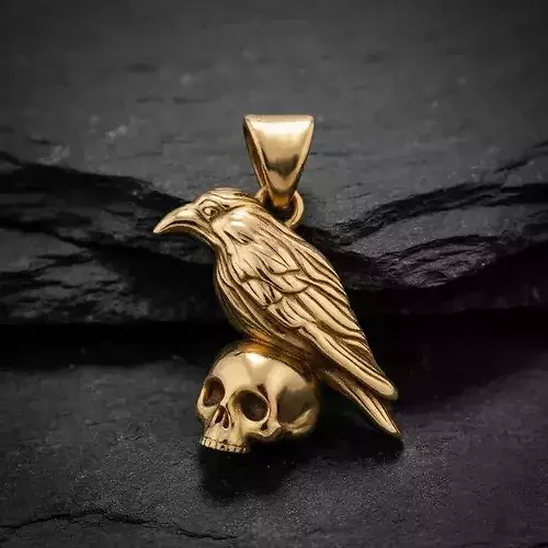 Halloween Crow Skull Pendant