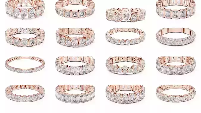 126 Eternity Band Ring 3dm stl renders animation videos details 3D Model Collection