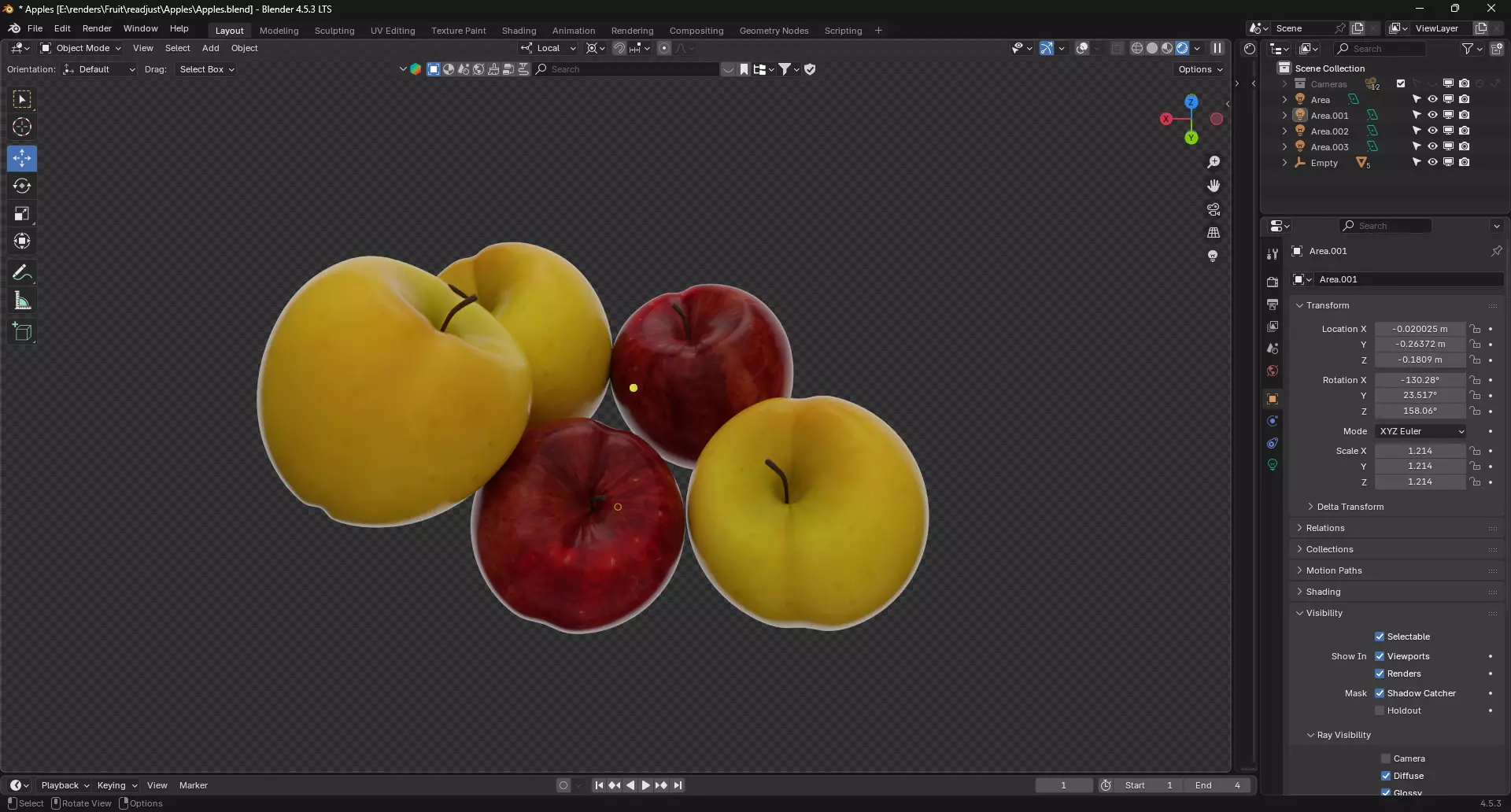 Apples Fruits 3D model_4