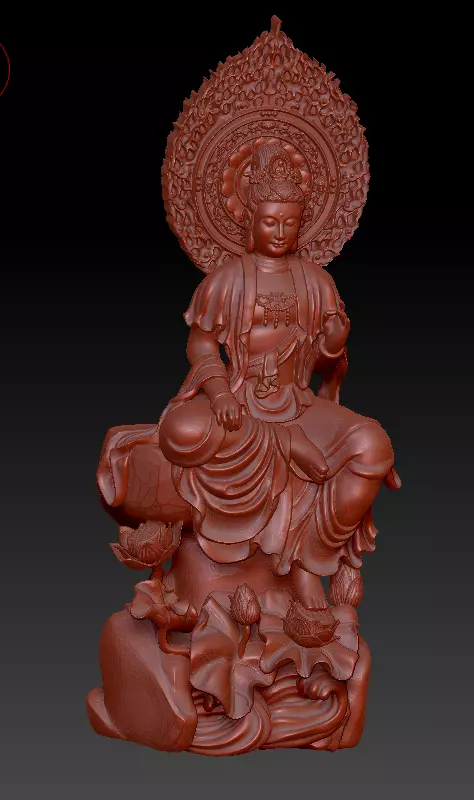 Backlit Buddha Statue Merit Theory 3D print model_5