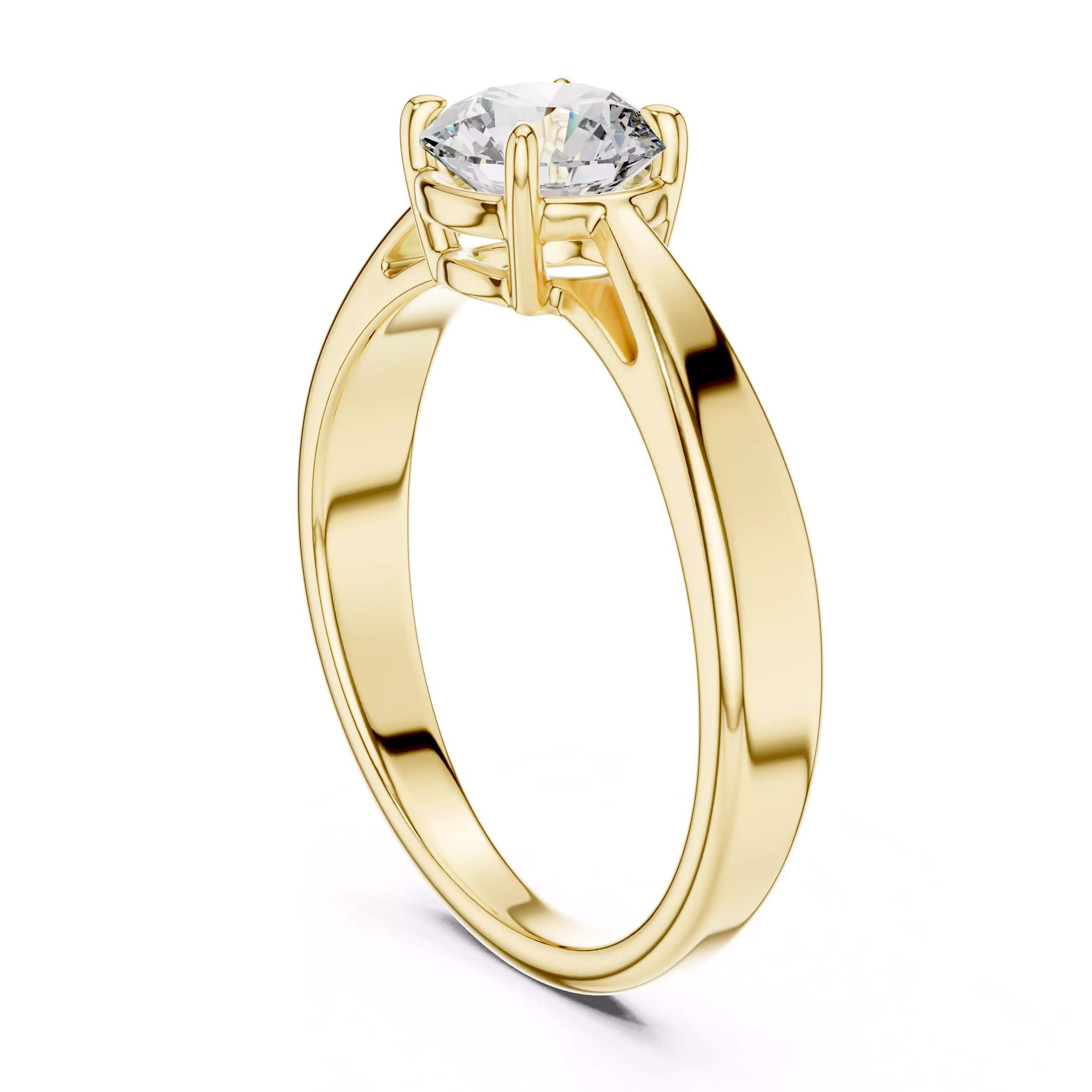 Round Diamond Solitaire Ring 3D print model_5