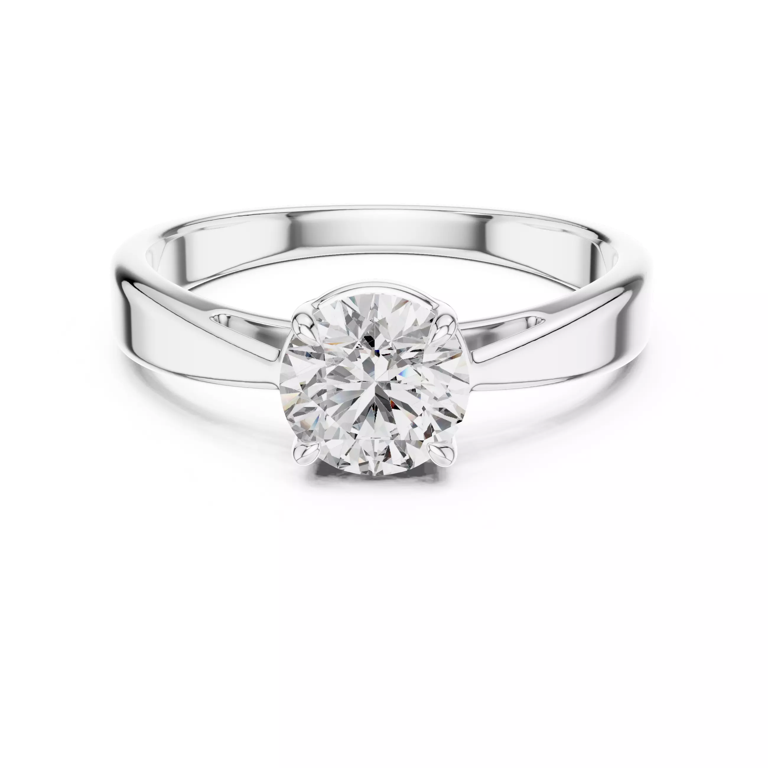 Round Diamond Solitaire Ring 3D print model_11
