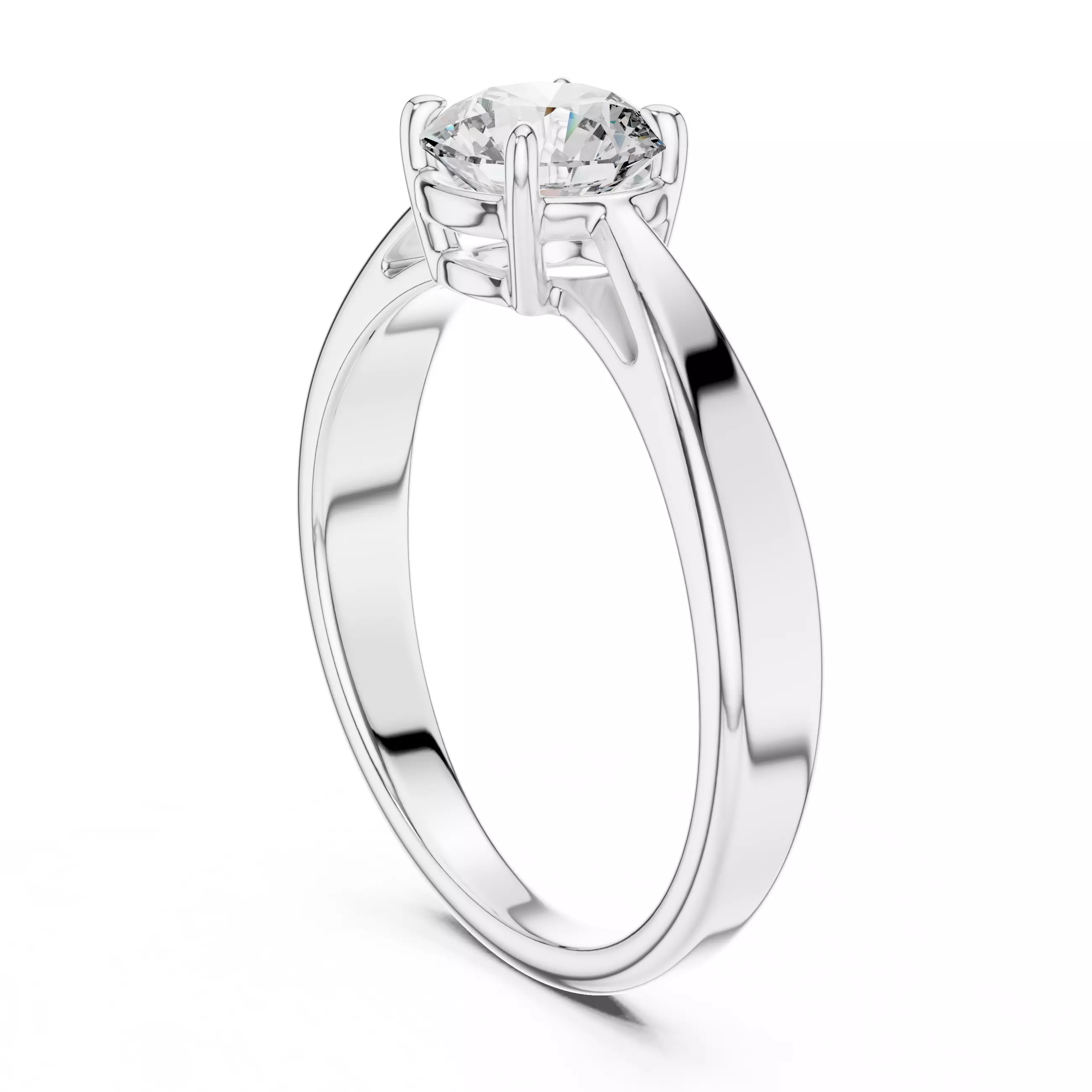 Round Diamond Solitaire Ring 3D print model_3