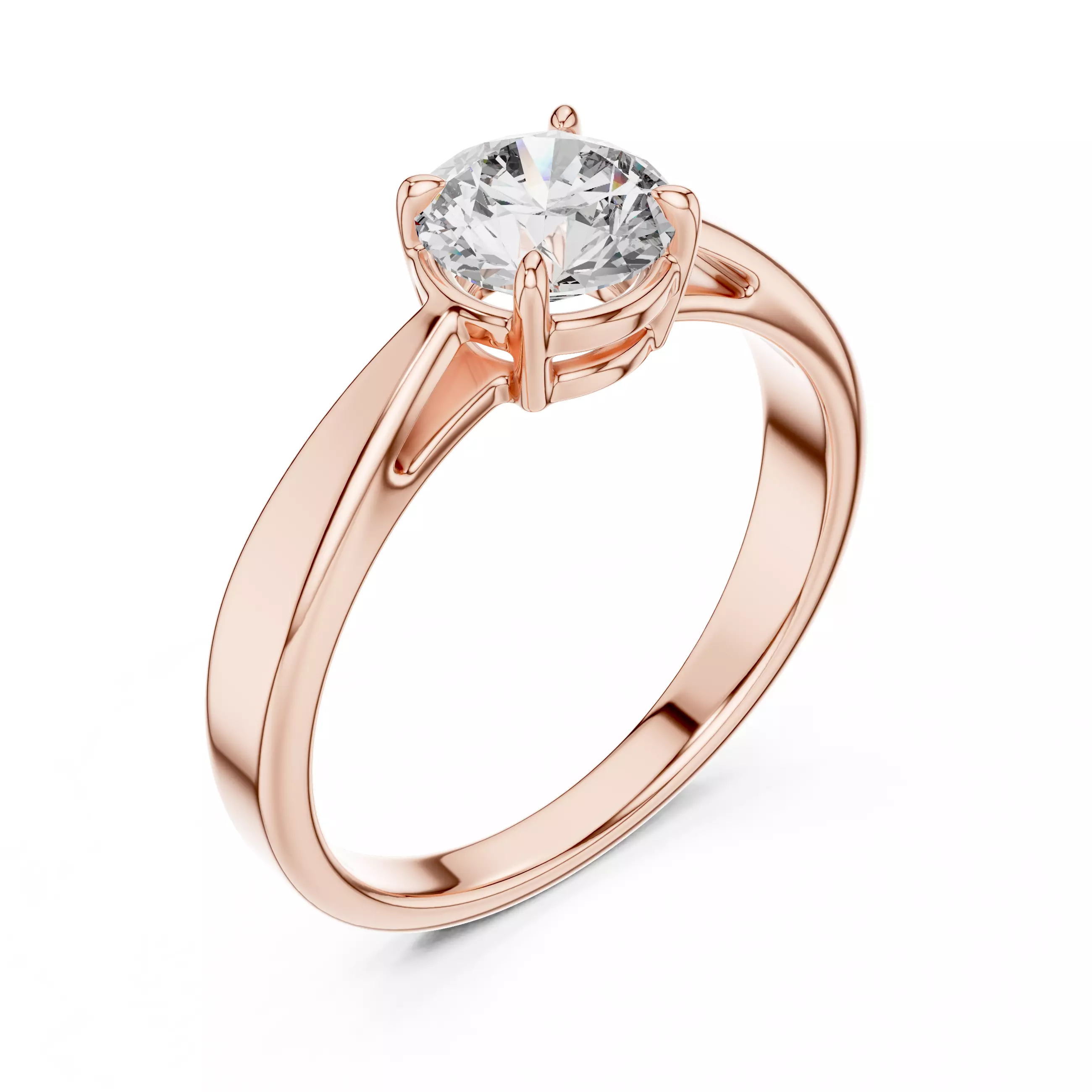 Round Diamond Solitaire Ring 3D print model_2