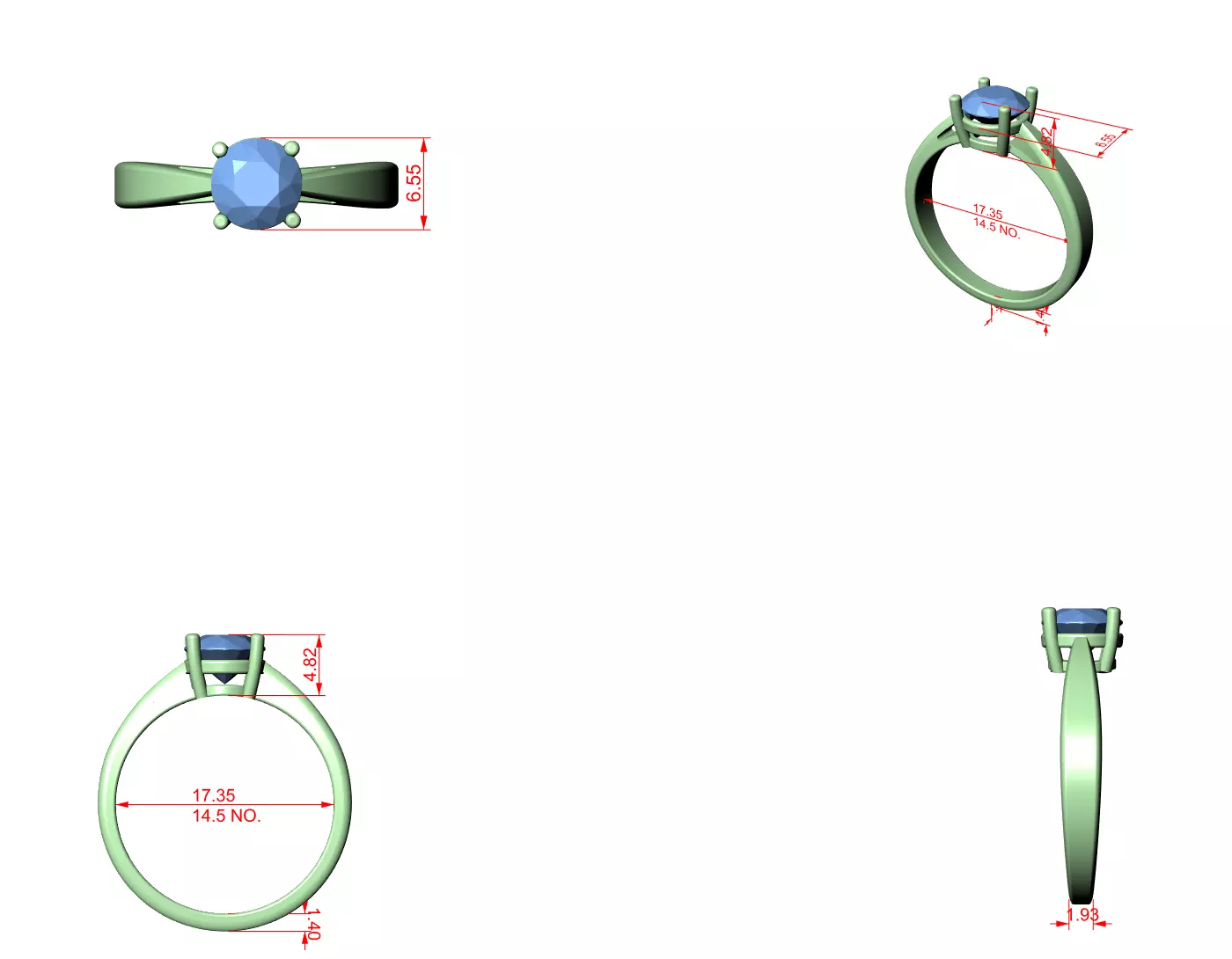 Round Diamond Solitaire Ring 3D print model_7