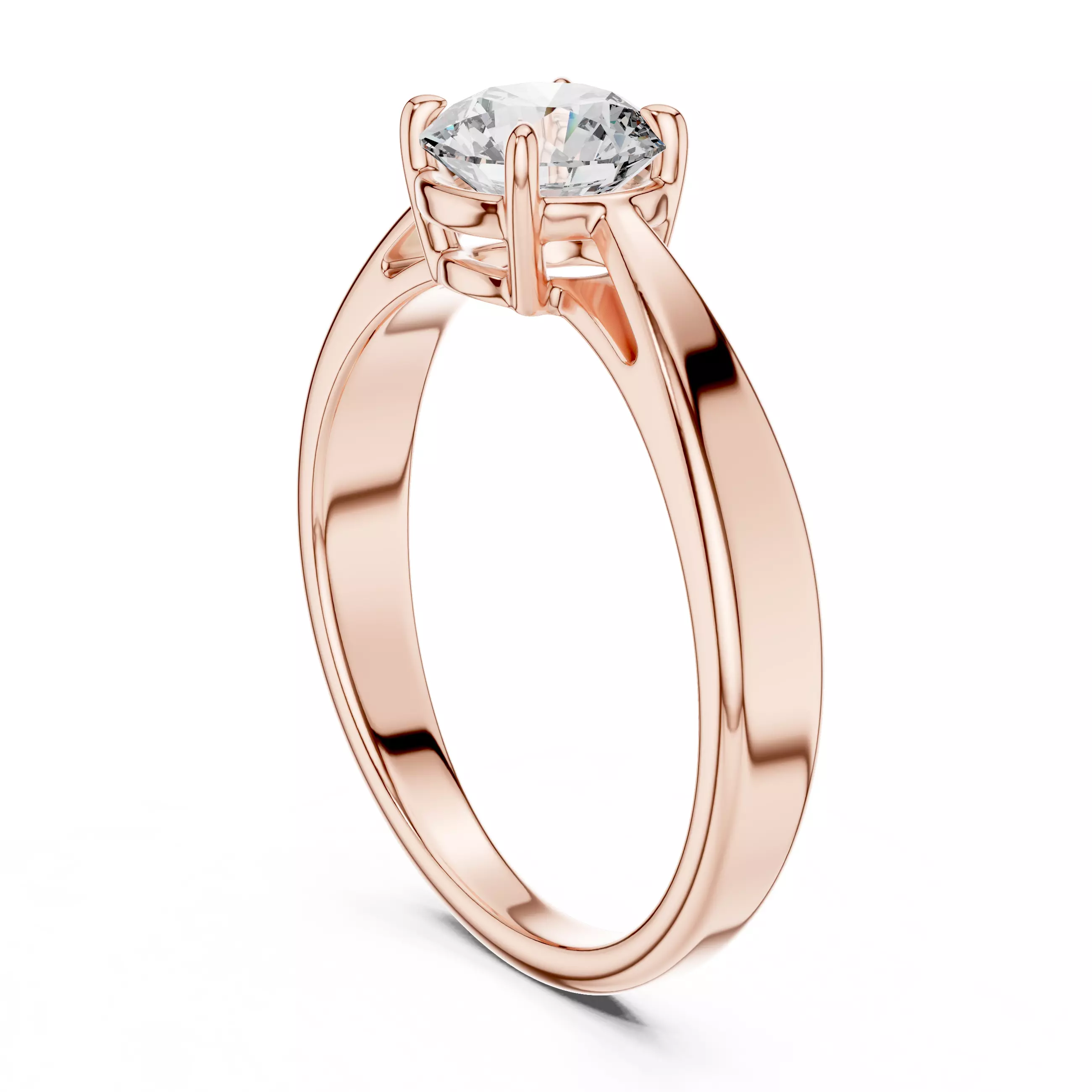 Round Diamond Solitaire Ring 3D print model_1