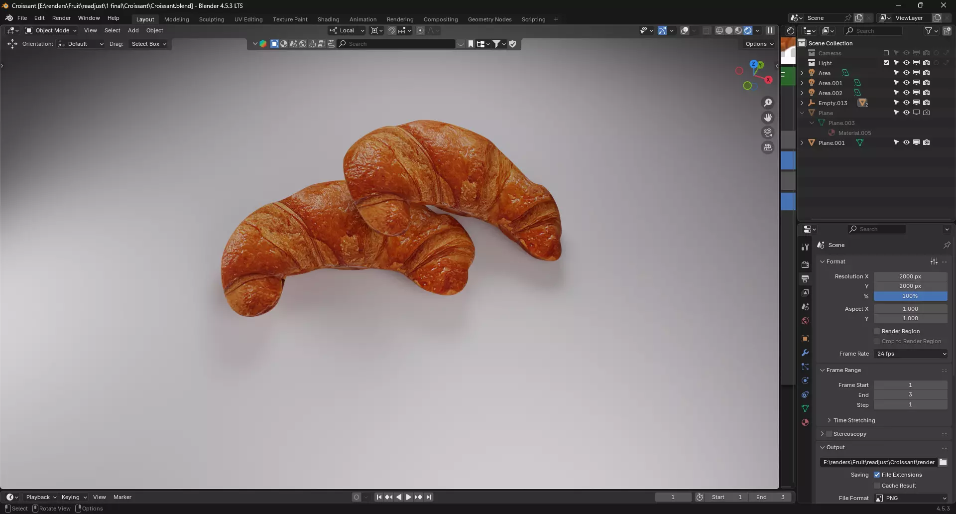 Croissant Low-poly 3D model_4