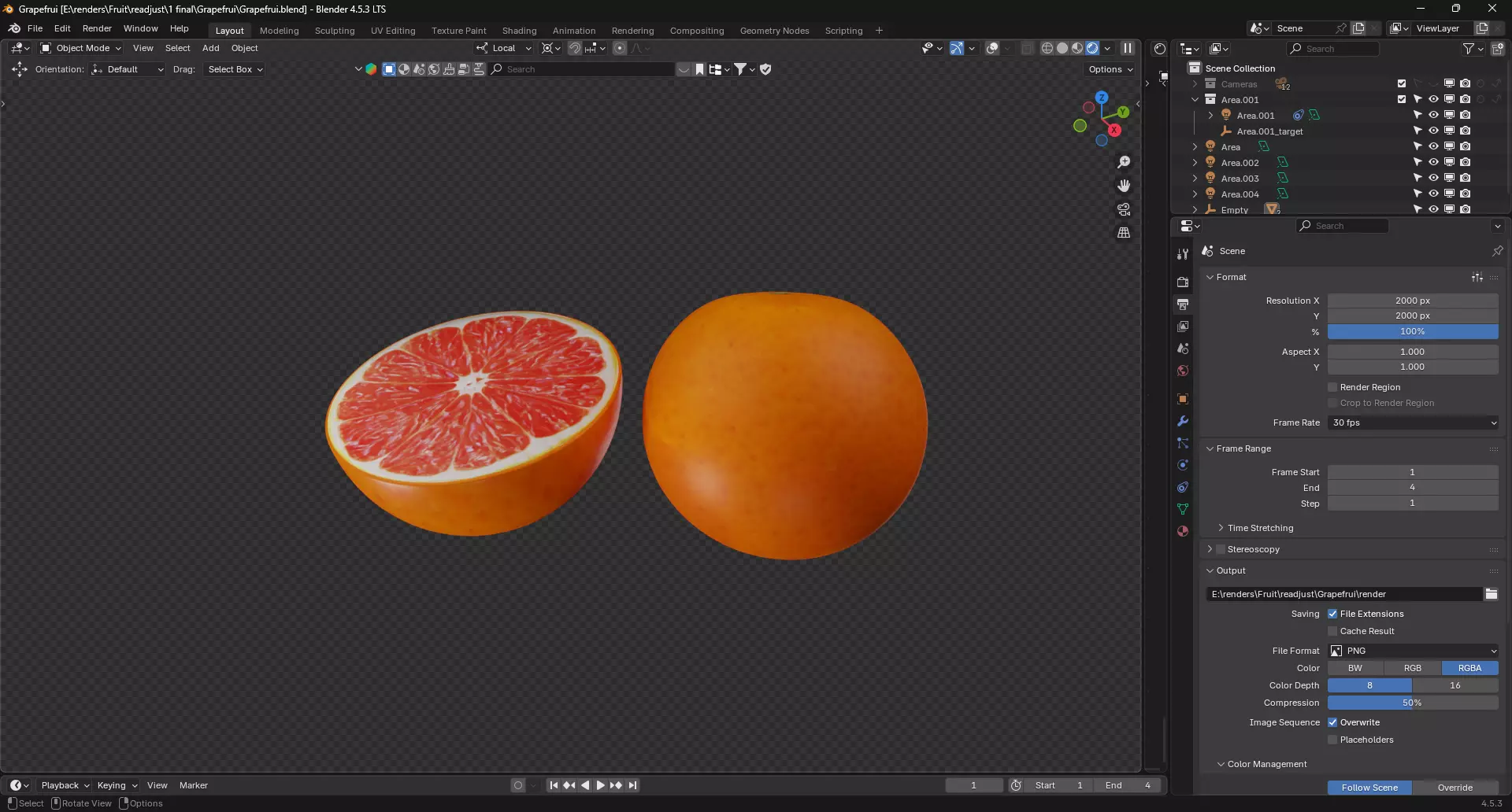 Grapefruit Low-poly 3D model_6