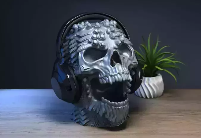 Robot Skull Headphone Stand Cyborg Headset Stand
