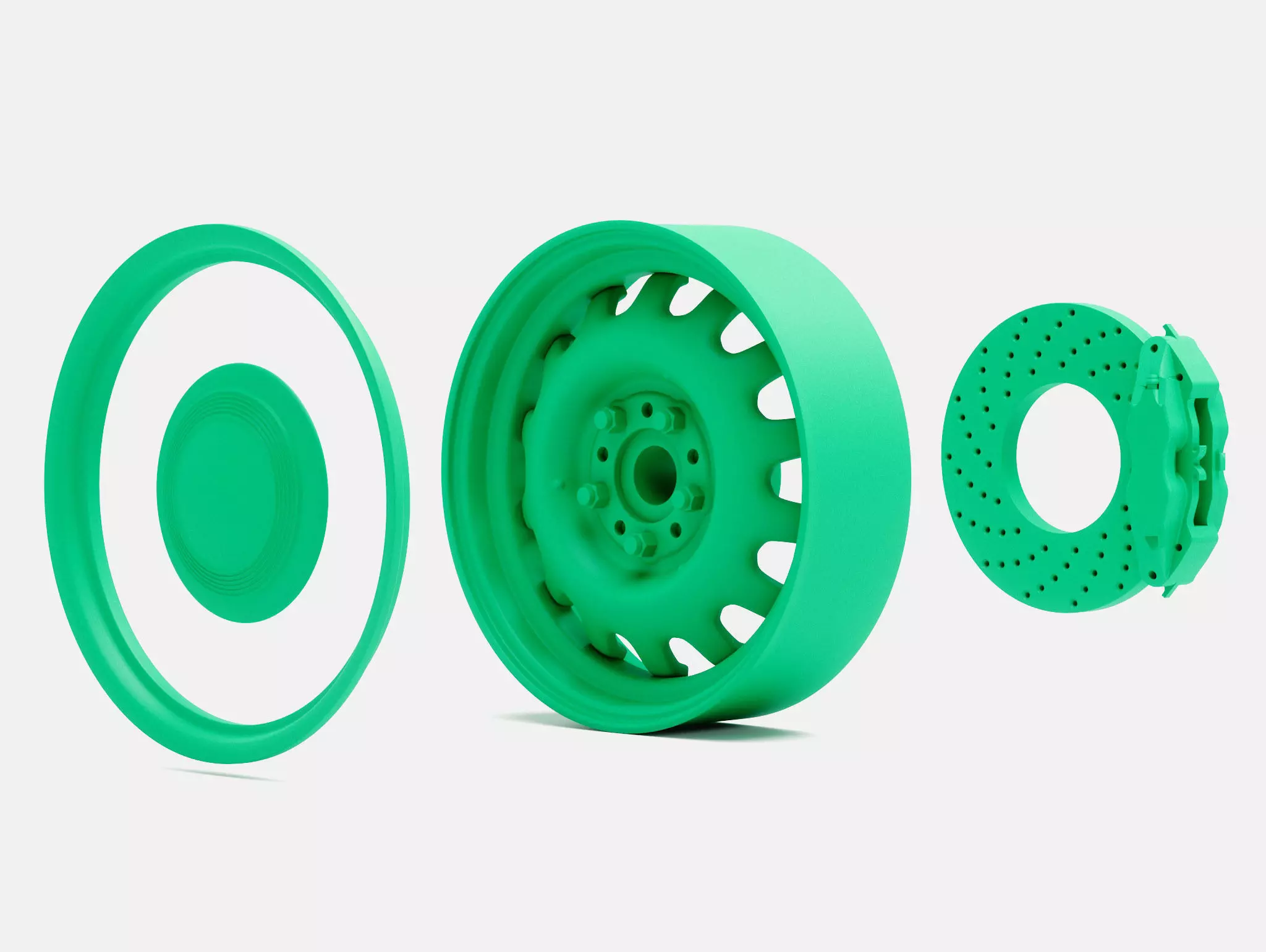 15x5 US Artillery 555 Wheel and Brake 3D print model_8