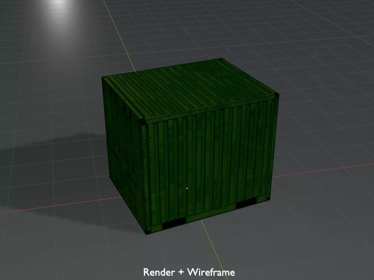 ISO-Container Yellow-Green 10ft Low-poly 3D model_9