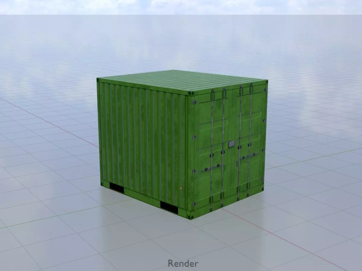 ISO-Container Yellow-Green 10ft Low-poly 3D model_14