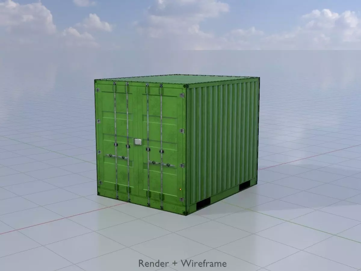 ISO-Container Yellow-Green 10ft Low-poly 3D model_7