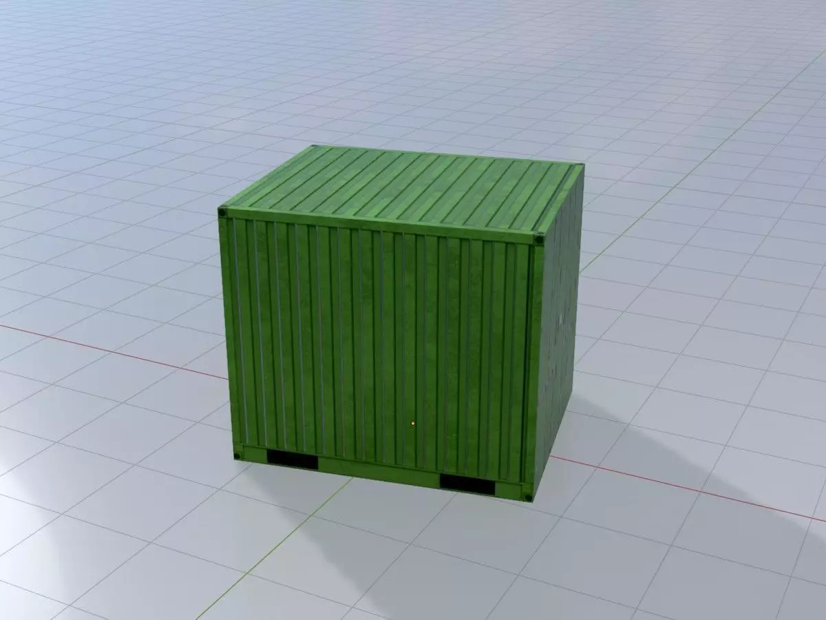 ISO-Container Yellow-Green 10ft Low-poly 3D model_4