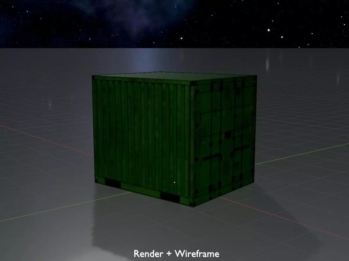 ISO-Container Yellow-Green 10ft Low-poly 3D model_8