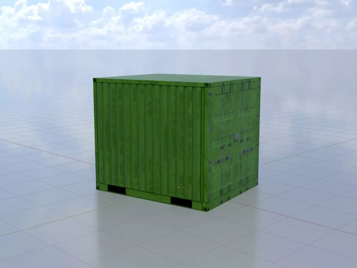 ISO-Container Yellow-Green 10ft Low-poly 3D model_0