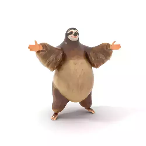 Fluffy Sloth Character model pack Low-poly 3D model