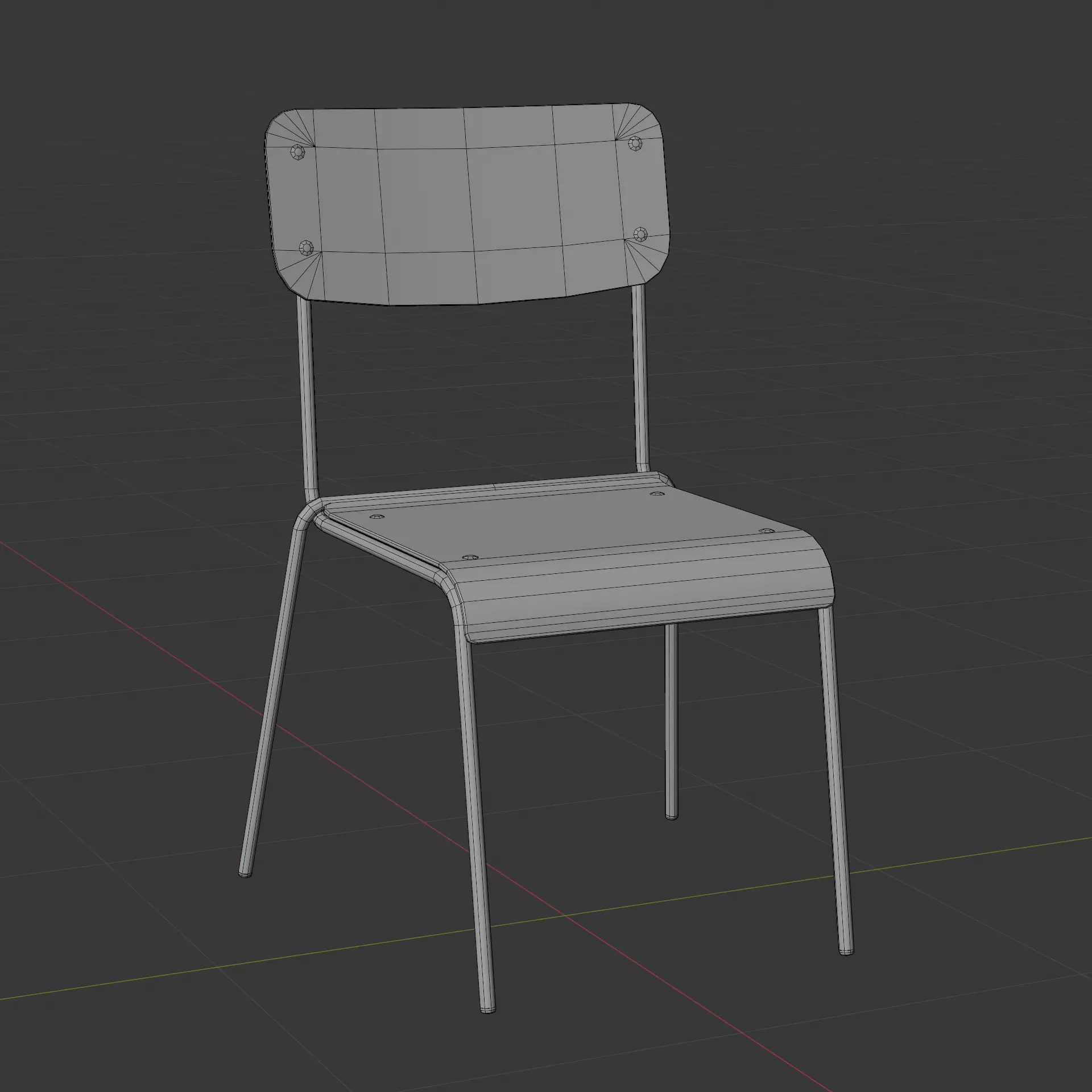 Simple Wooden Chair Free low-poly 3D model_3