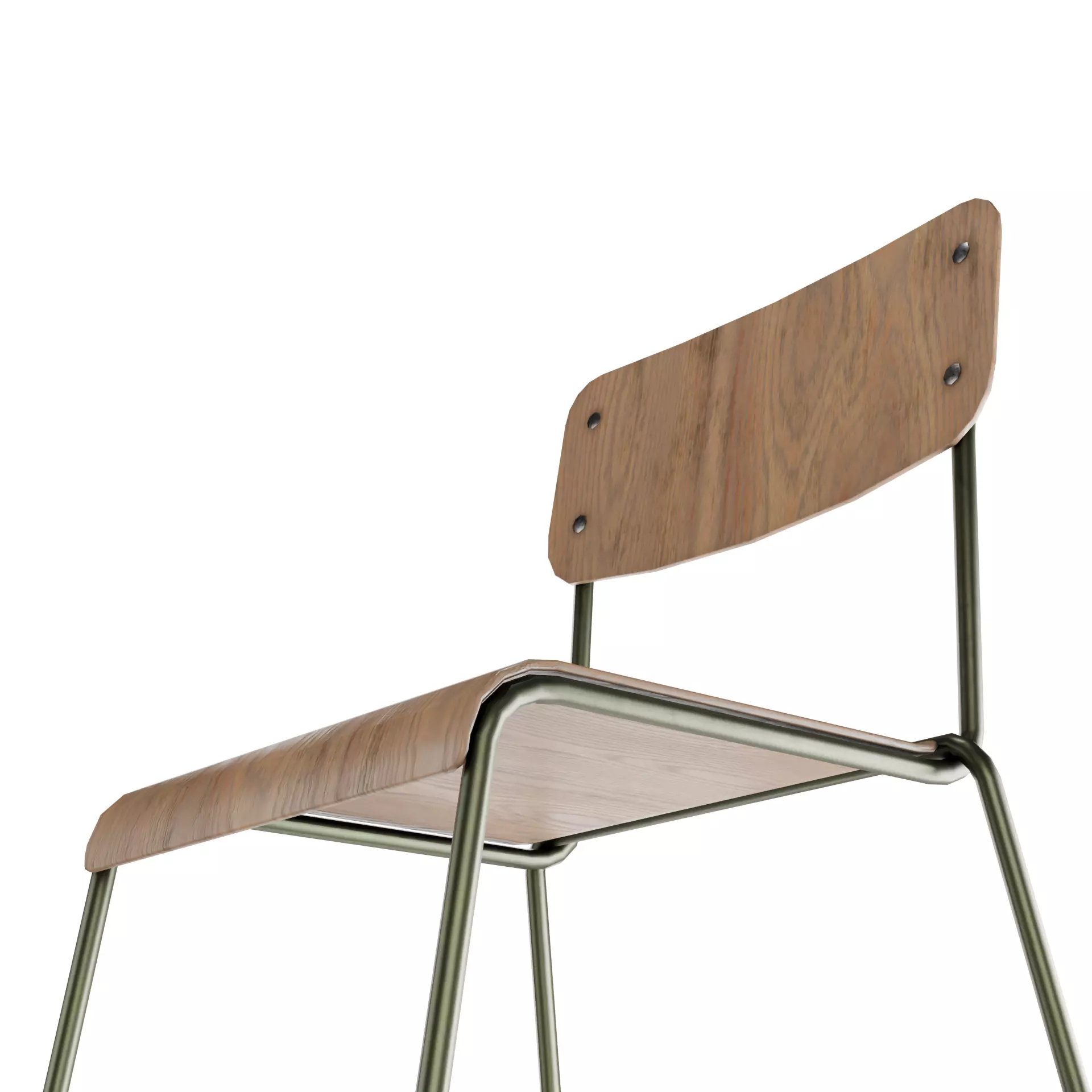 Simple Wooden Chair Free low-poly 3D model_1