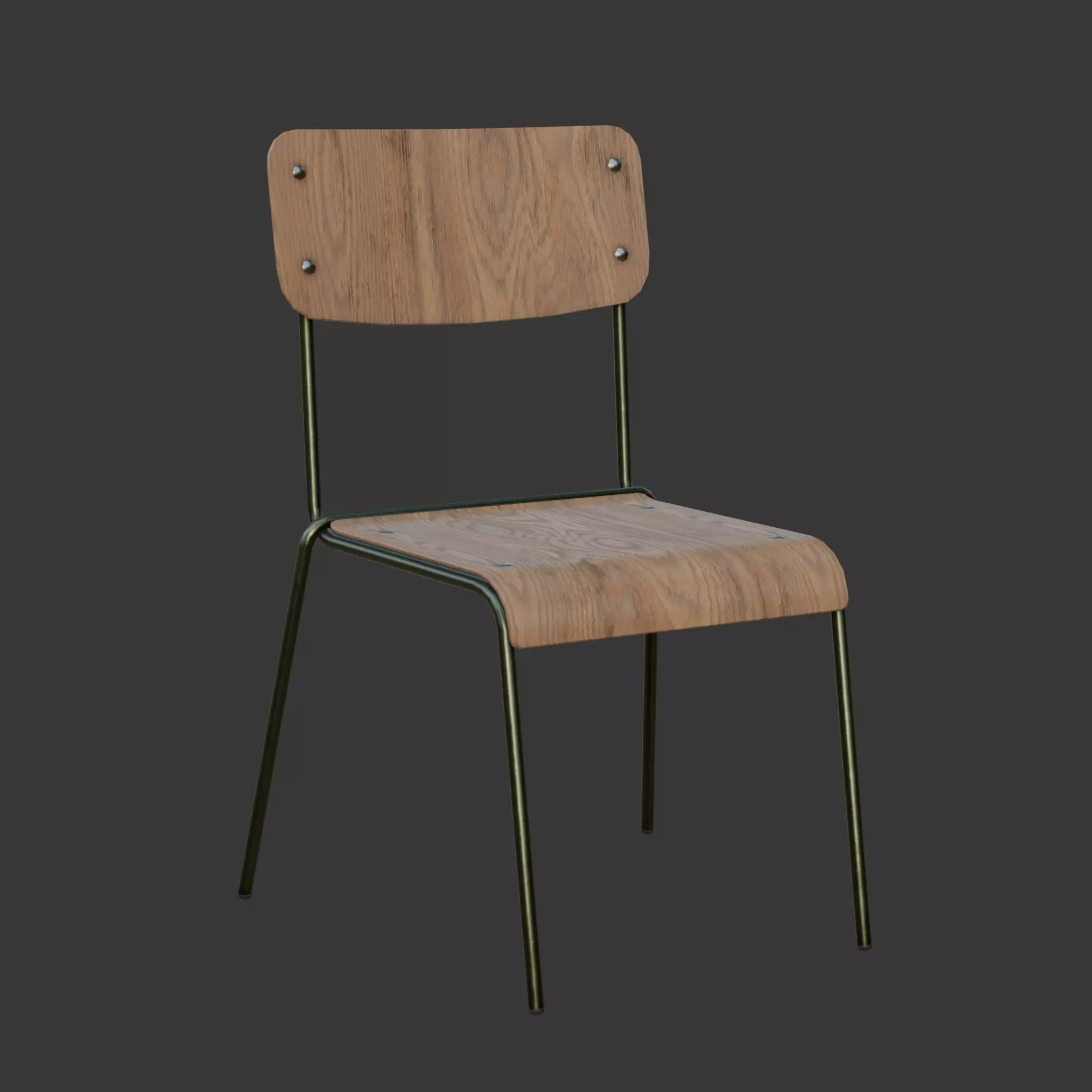 Simple Wooden Chair Free low-poly 3D model_6