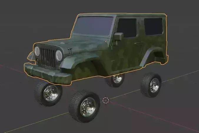 Jeep and tyres are seperated