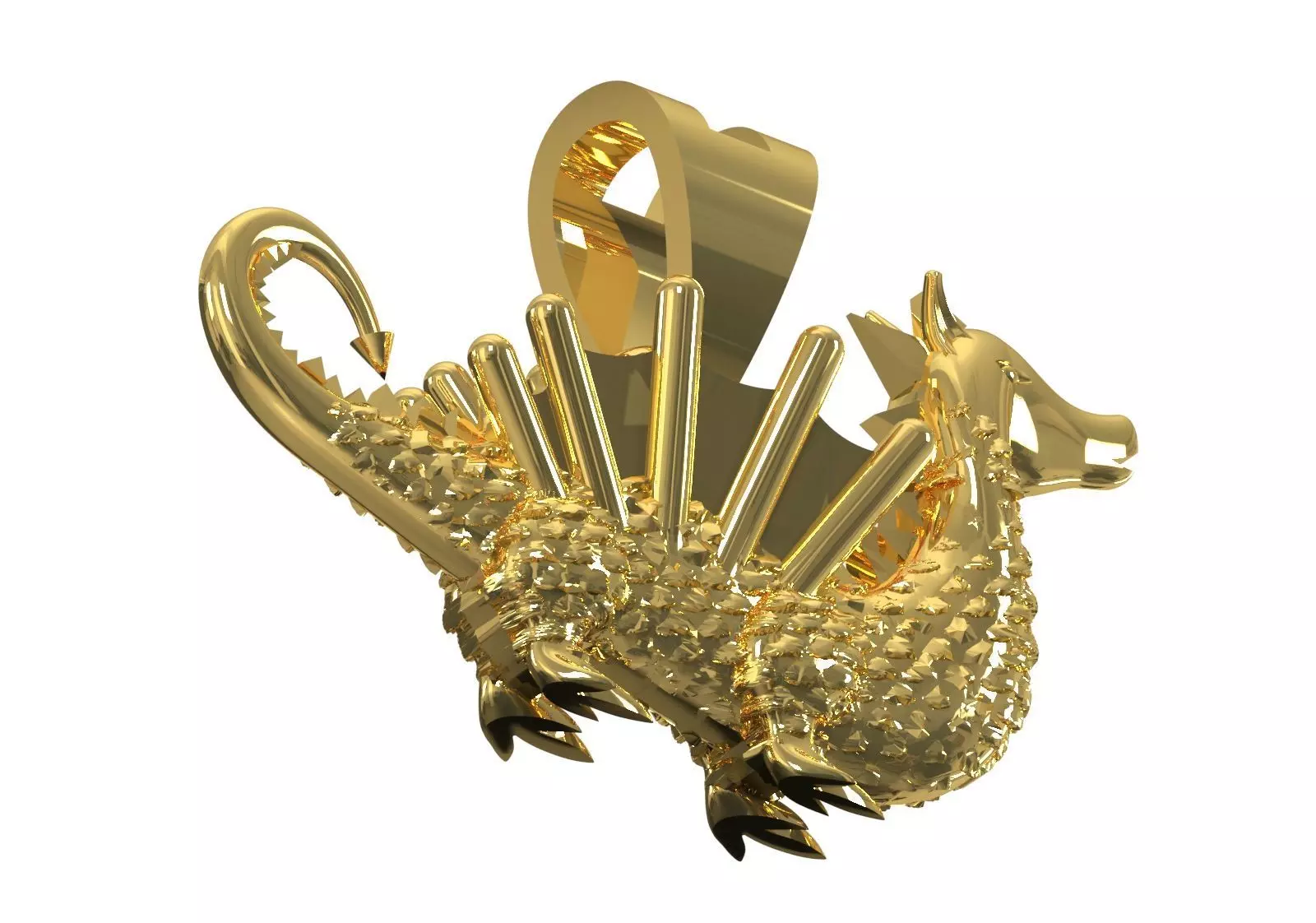 STL 3DM Textured Dragon Pendant model gp0493 3D print model_4