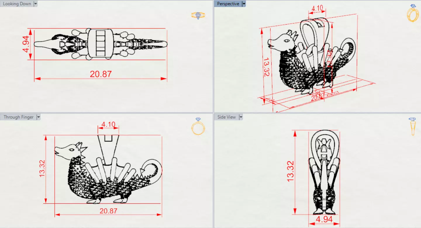 STL 3DM Textured Dragon Pendant model gp0493 3D print model_17