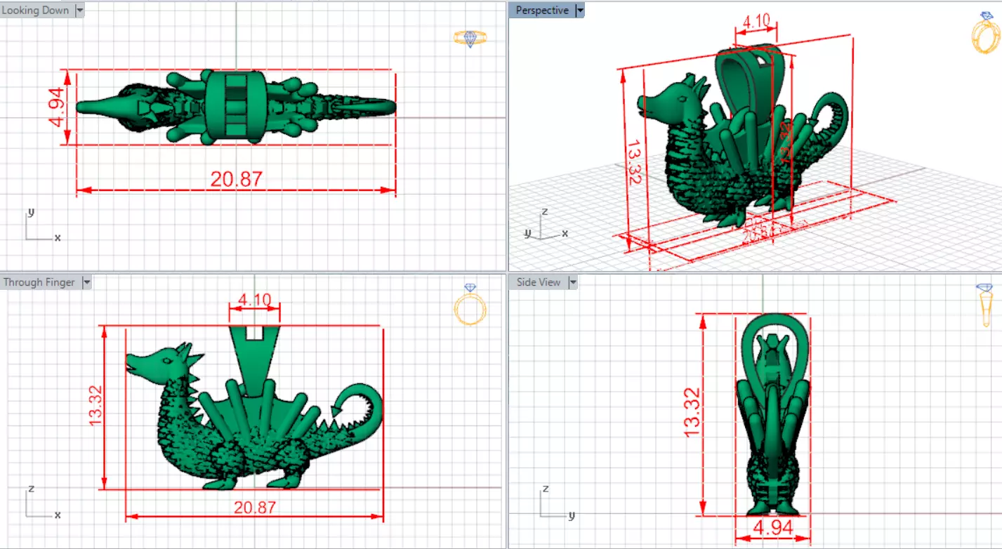 STL 3DM Textured Dragon Pendant model gp0493 3D print model_15