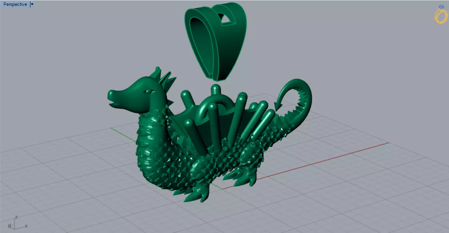 STL 3DM Textured Dragon Pendant model gp0493 3D print model_6