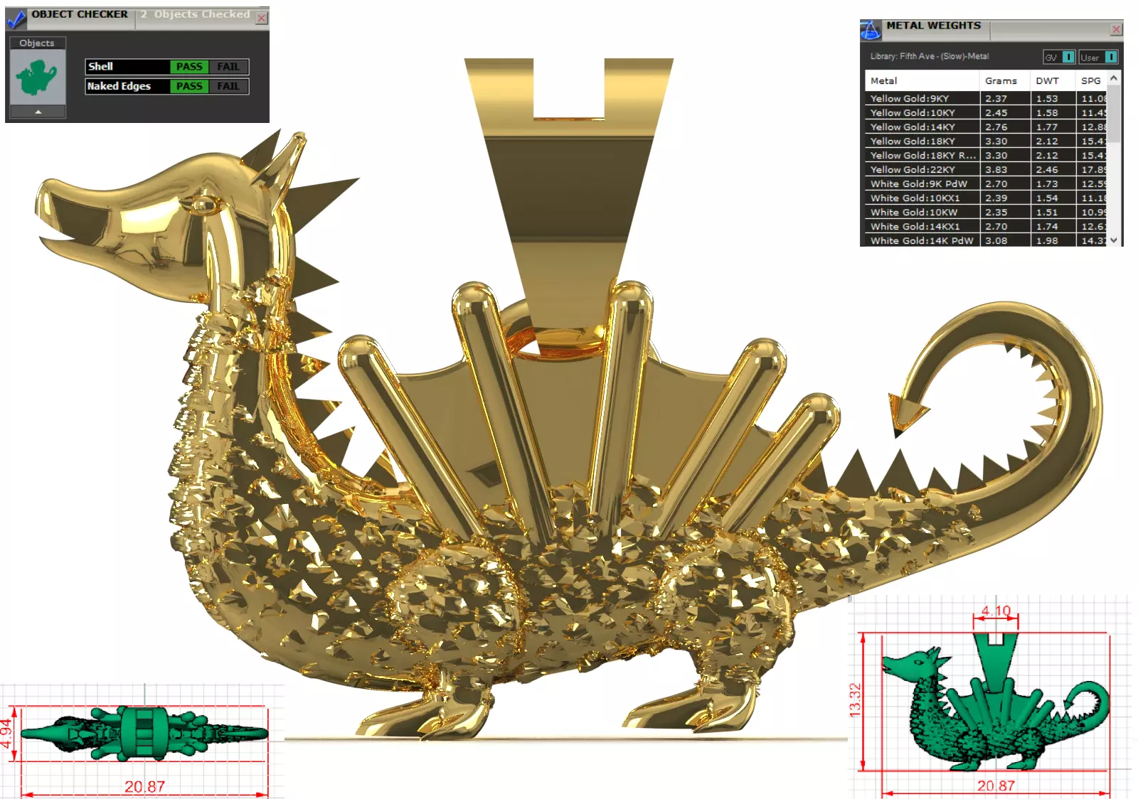 STL 3DM Textured Dragon Pendant model gp0493 3D print model_0