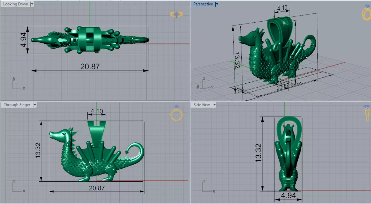 STL 3DM Textured Dragon Pendant model gp0493 3D print model_8