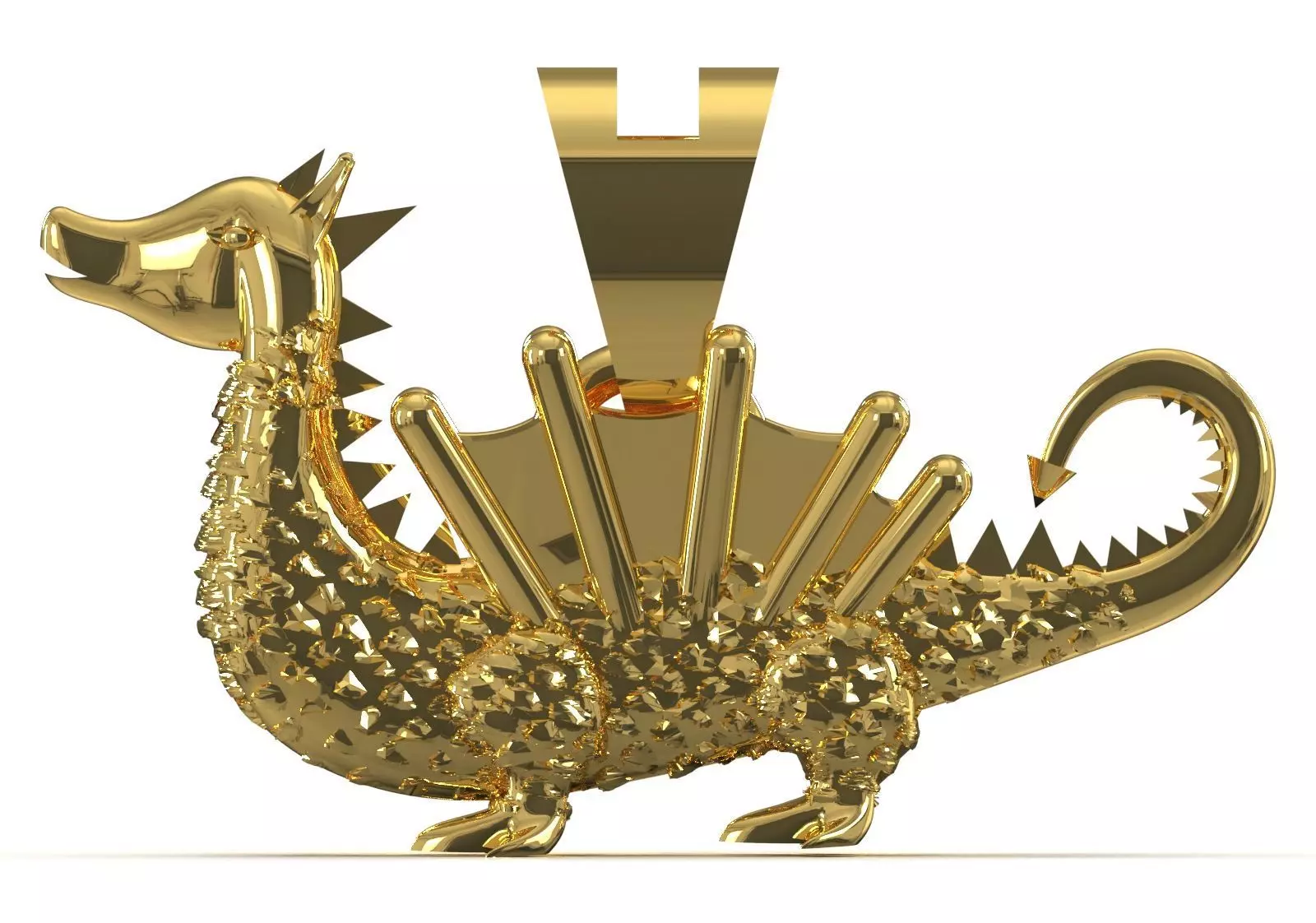 STL 3DM Textured Dragon Pendant model gp0493 3D print model_1