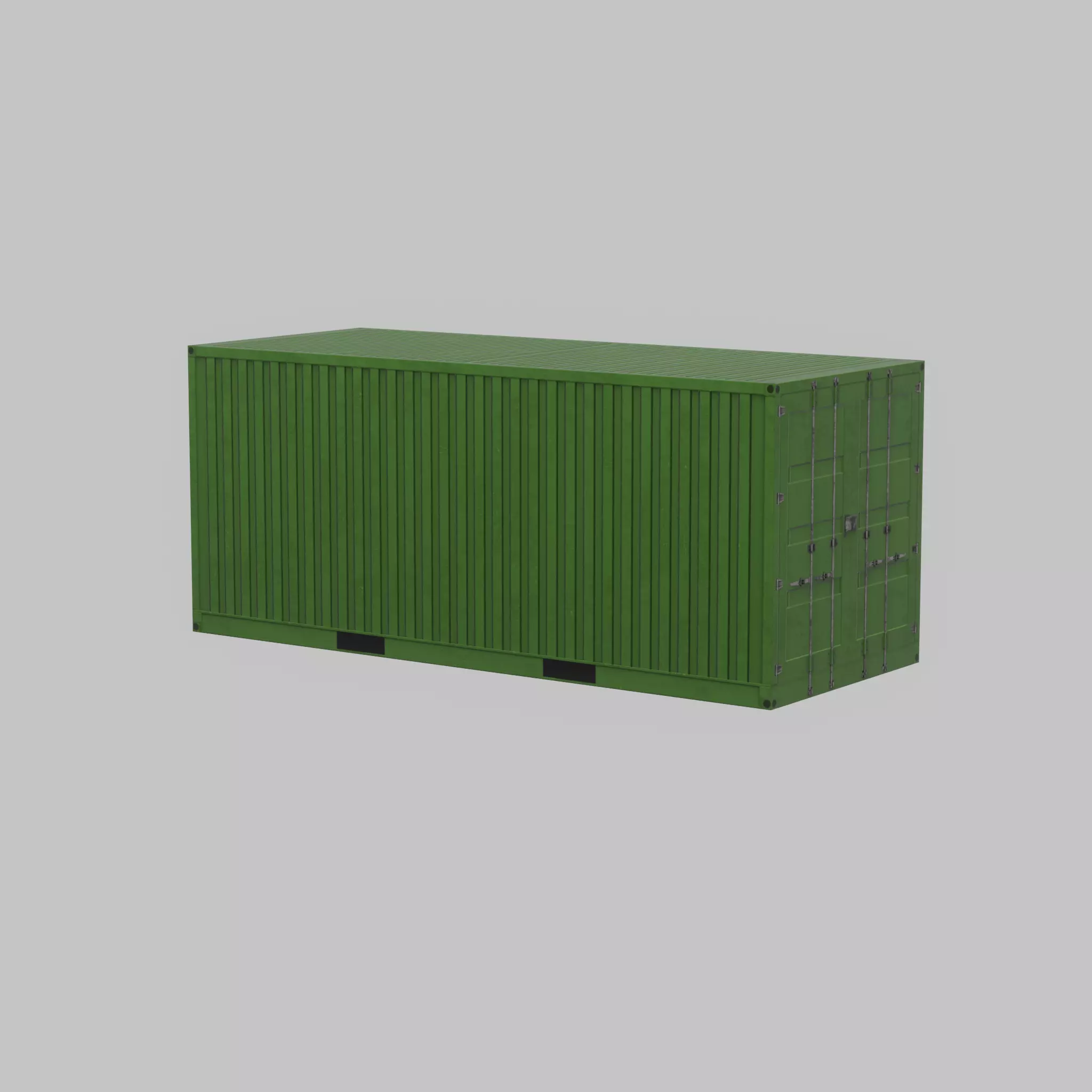 Freight-Container Yellow-Green 20ft Low-poly 3D model_39