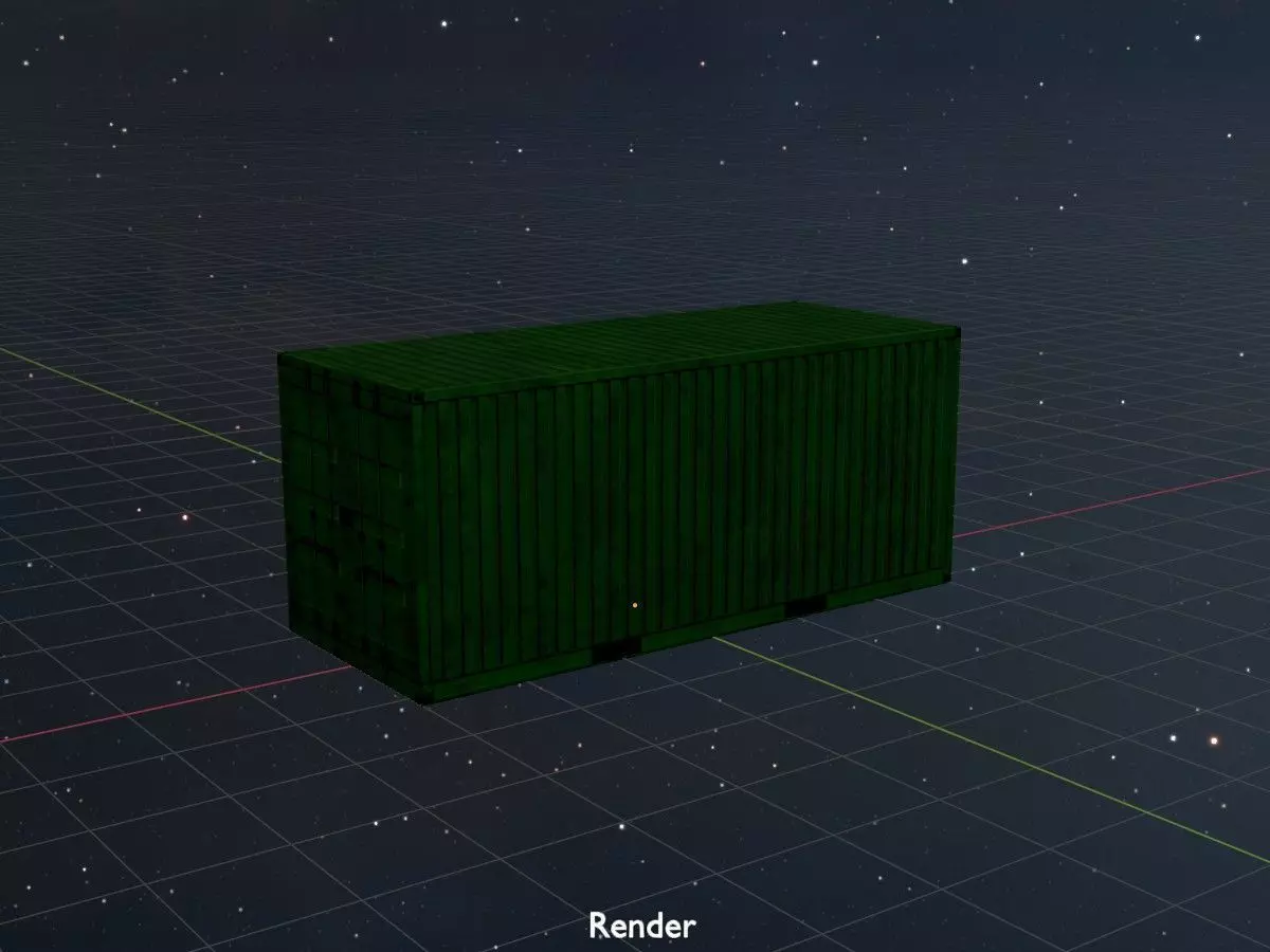 Freight-Container Yellow-Green 20ft Low-poly 3D model_21