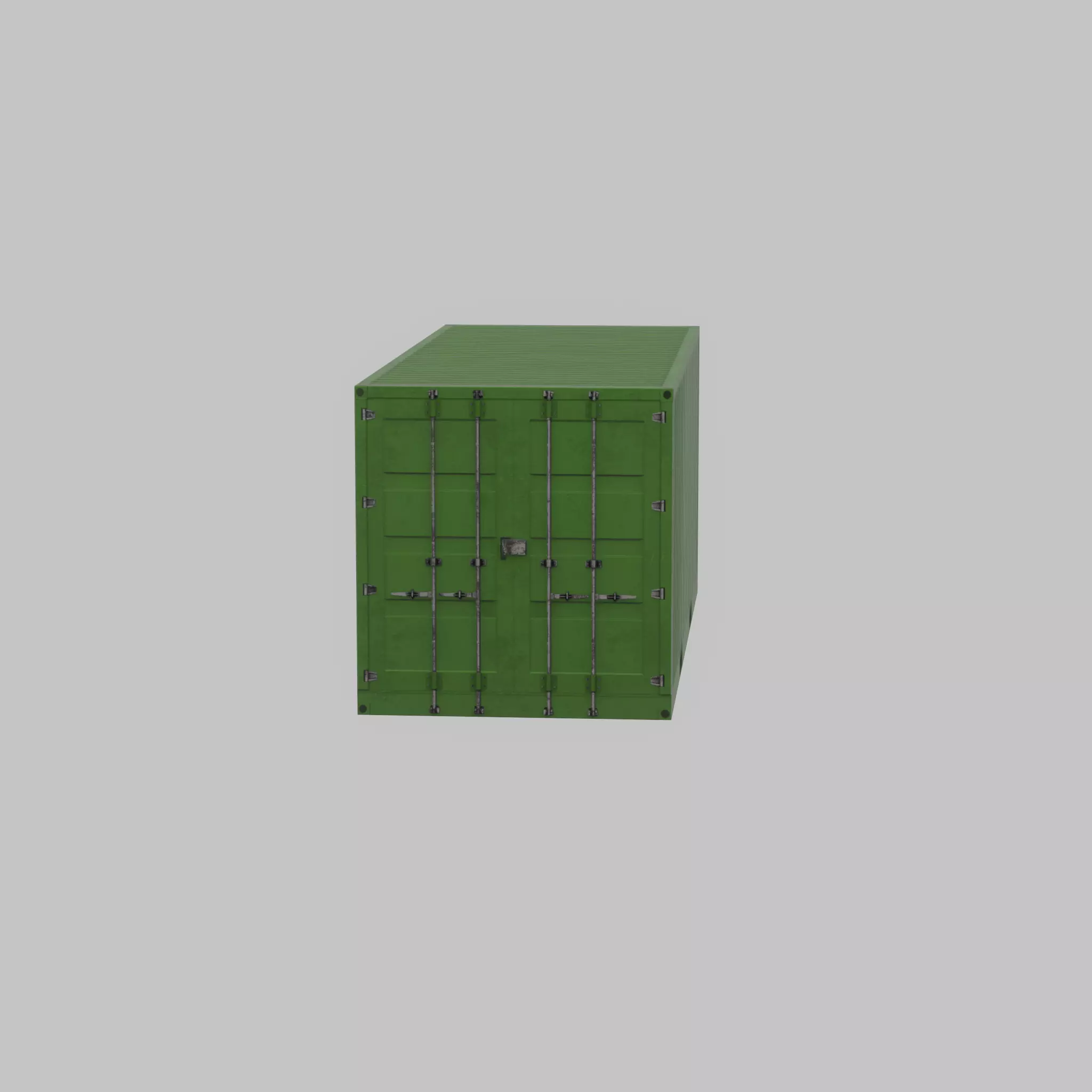 Freight-Container Yellow-Green 20ft Low-poly 3D model_32