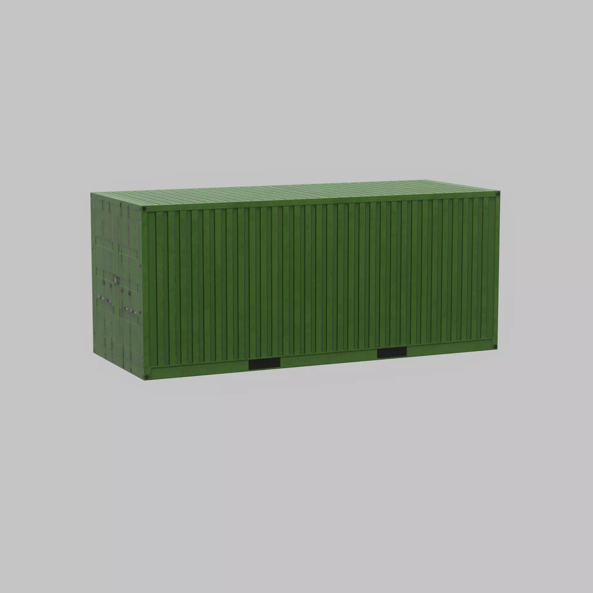 Freight-Container Yellow-Green 20ft Low-poly 3D model_37