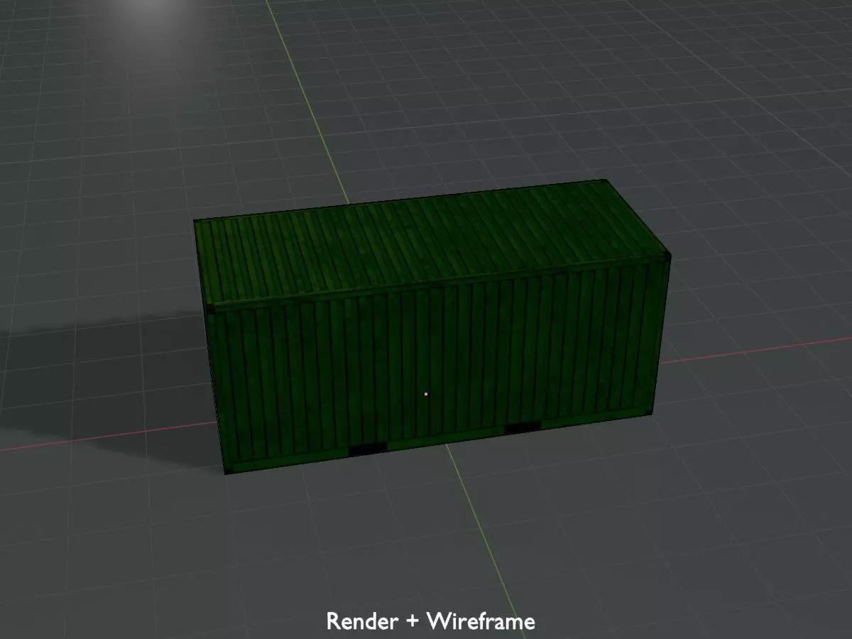 Freight-Container Yellow-Green 20ft Low-poly 3D model_9