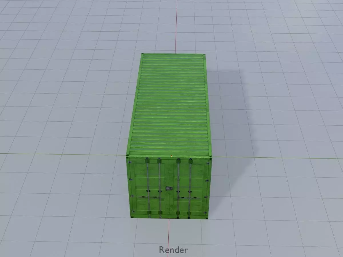 Freight-Container Yellow-Green 20ft Low-poly 3D model_15