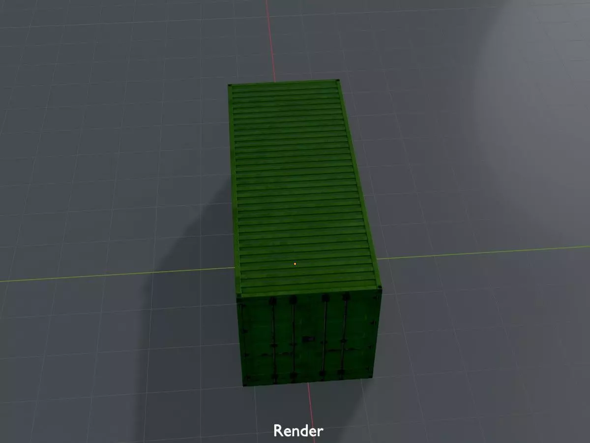 Freight-Container Yellow-Green 20ft Low-poly 3D model_17