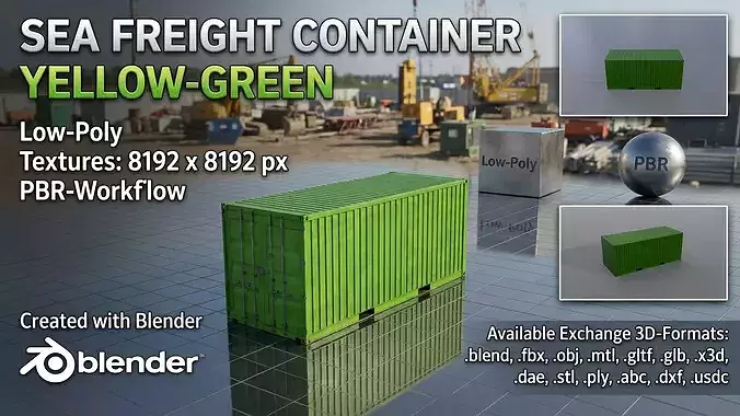 Freight-Container Yellow-Green 20ft