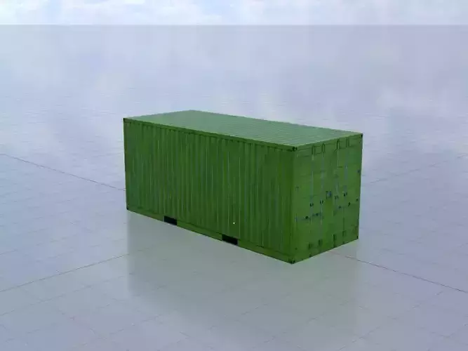 Freight-Container Yellow-Green 20ft Low-poly 3D model