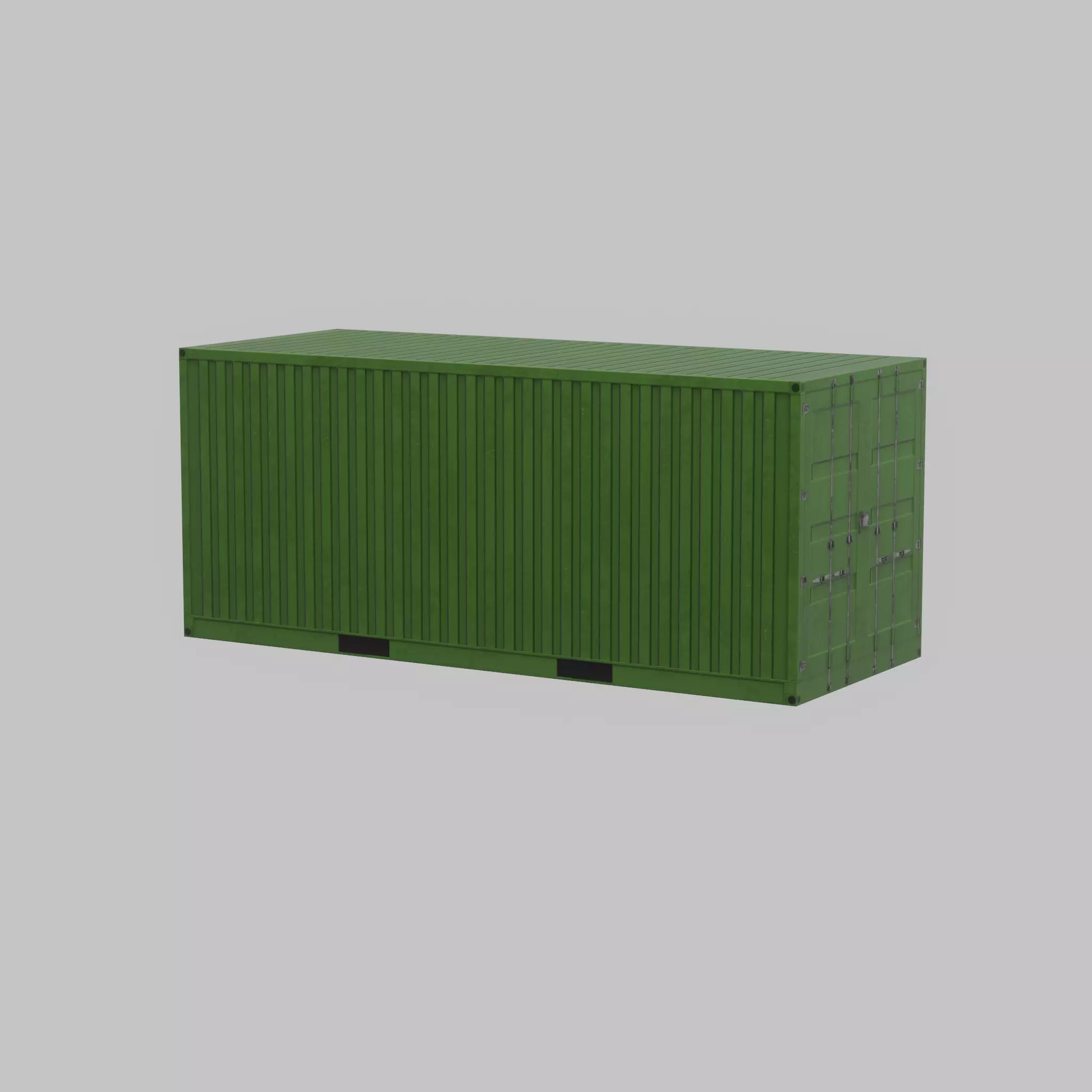 Freight-Container Yellow-Green 20ft Low-poly 3D model_38