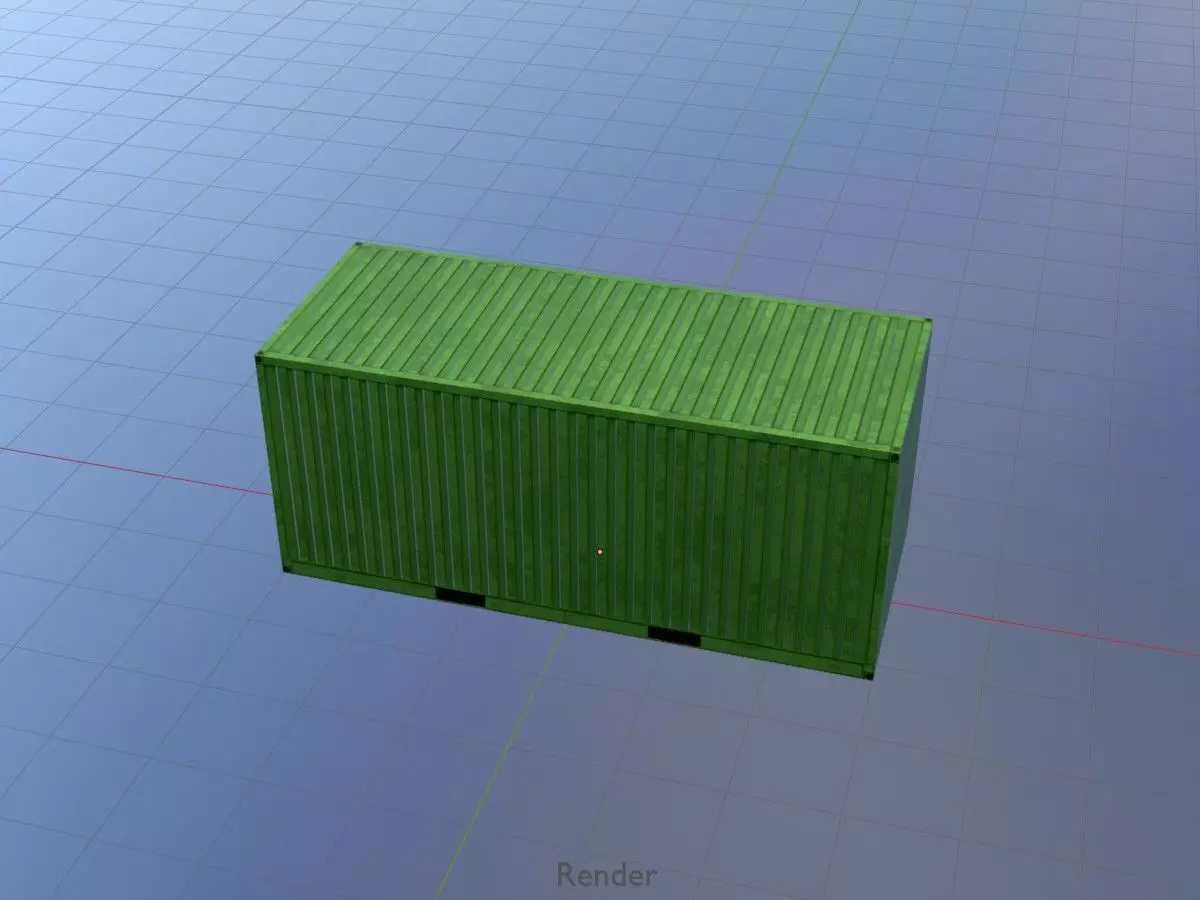 Freight-Container Yellow-Green 20ft Low-poly 3D model_20